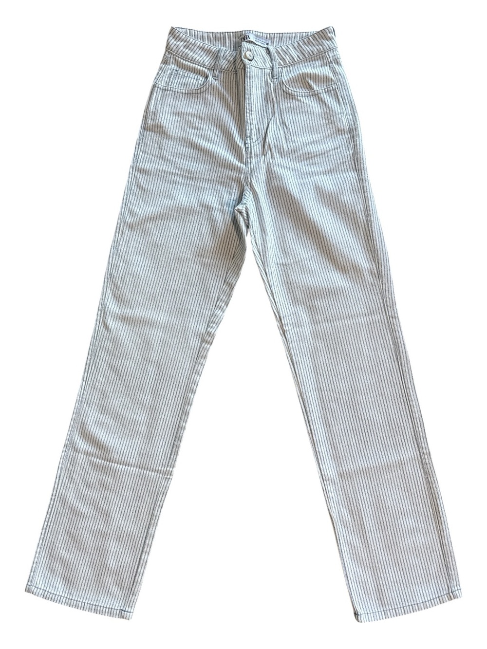 Zara Blue and White Striped Straight Pants size 0
